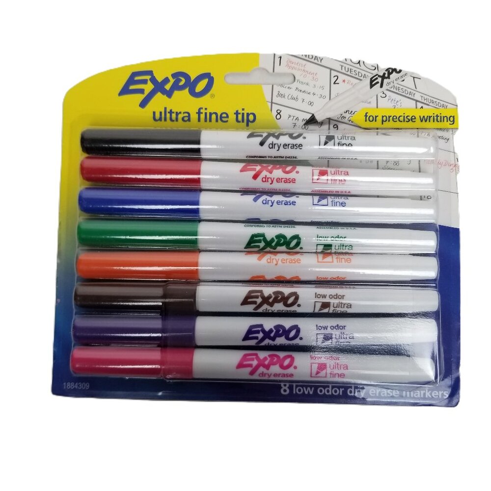 Expo Ultra Fine Tip Dry Erase Markers 8 Pack Assorted Office